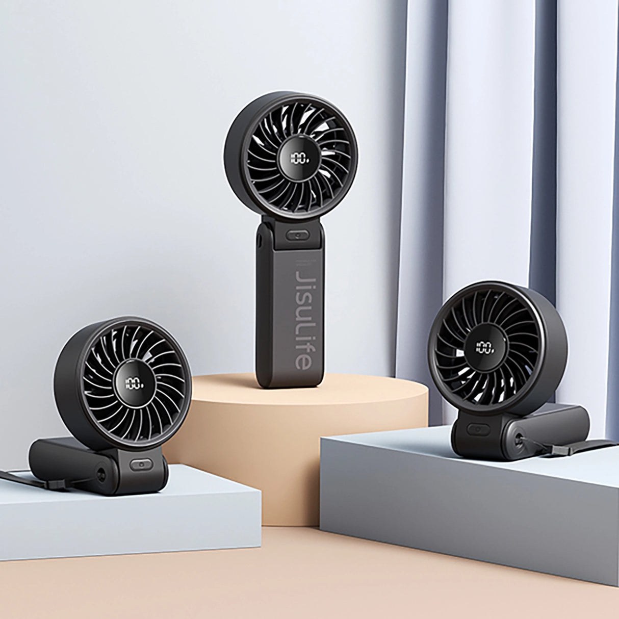 Jisulife håndholdt ventilator Life7 3600mAh bærbar USB-ventilator - sort
