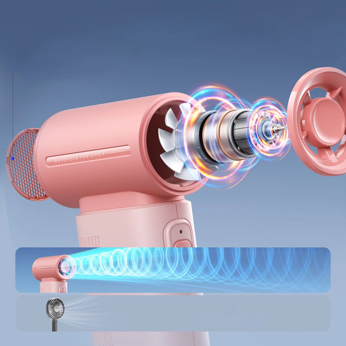 Jisulife håndholdt ventilator Life9 3600mAh bærbar mini blæser USB-ventilator - Pink