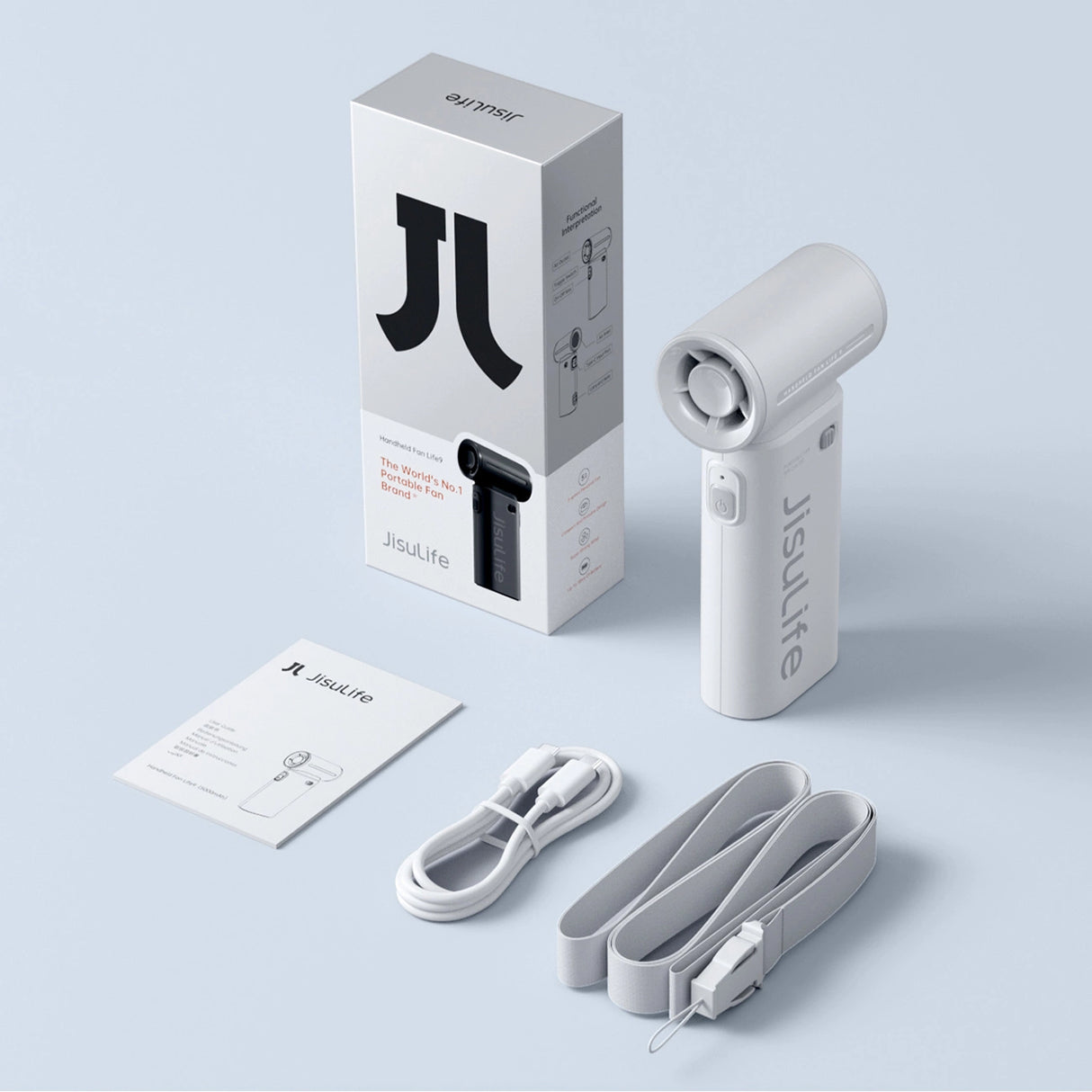 Jisulife håndholdt ventilator Life9 3600mAh bærbar mini blæser USB-ventilator - grå