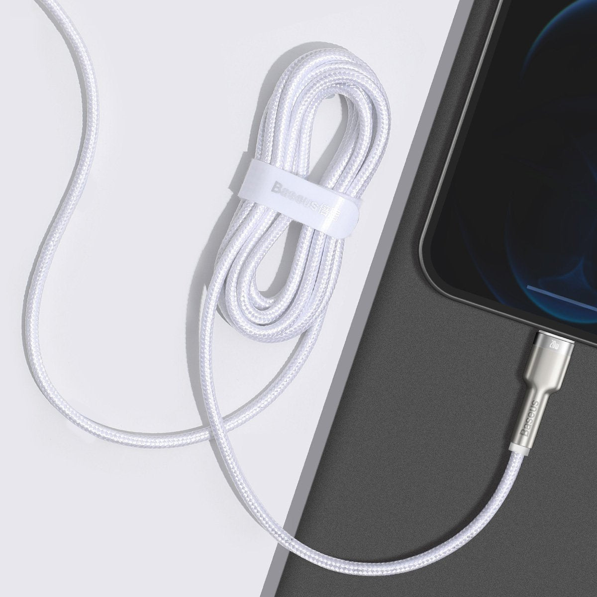 USB-C-kabel til Lightning Baseus Cafule, PD, 20W, 2m (hvid)