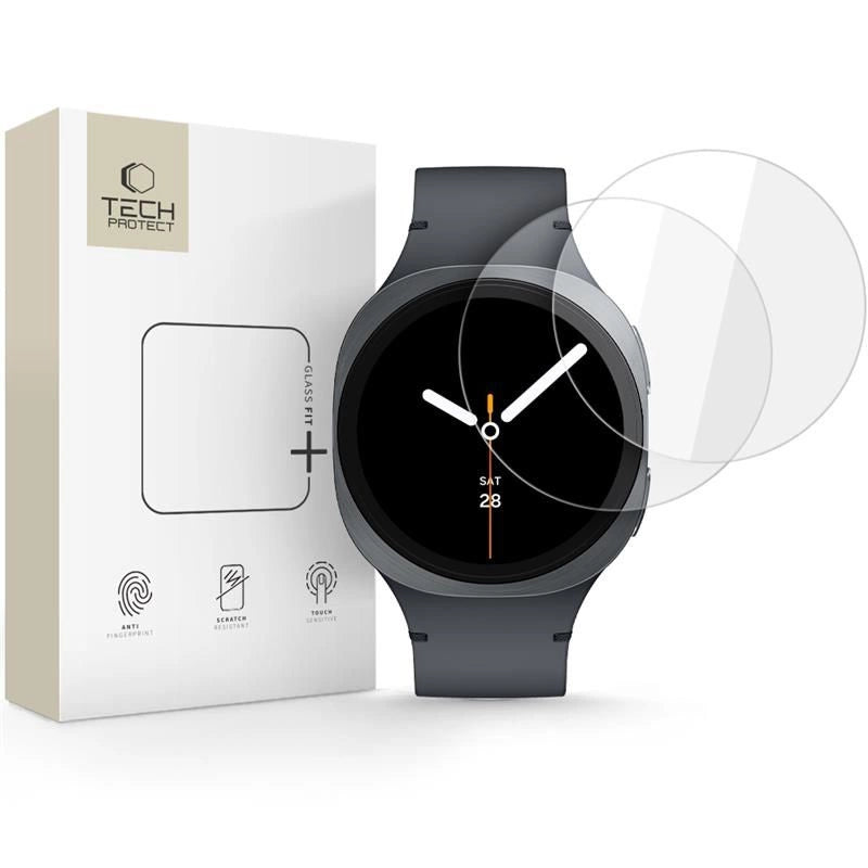 Tech-Protect Glass Fit+ 2-pakke hærdet glas til Samsung Galaxy Watch 8 44 mm - gennemsigtigt