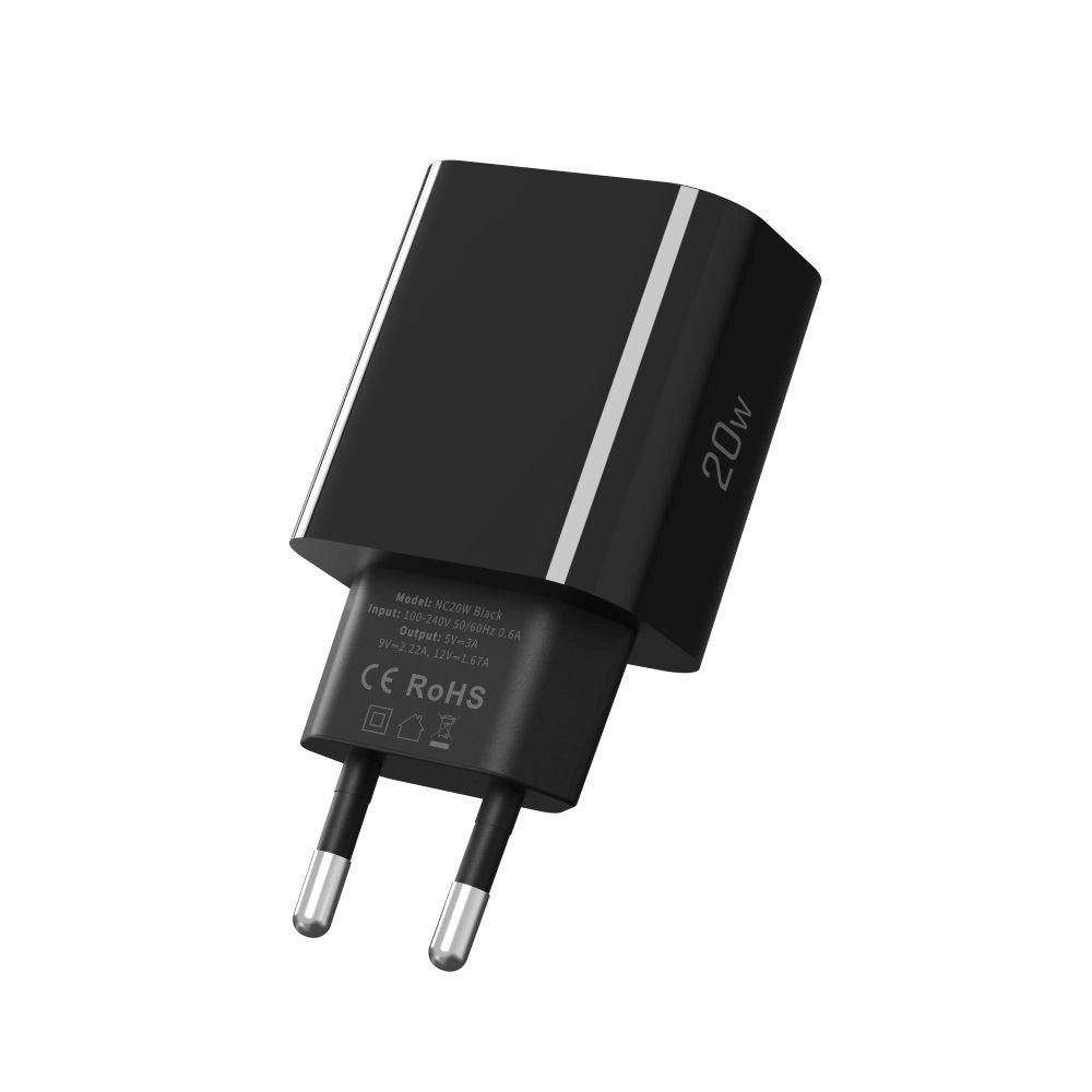 Tech-Protect NC20W USB-C 1-Port PD20W Wall Charger - sort