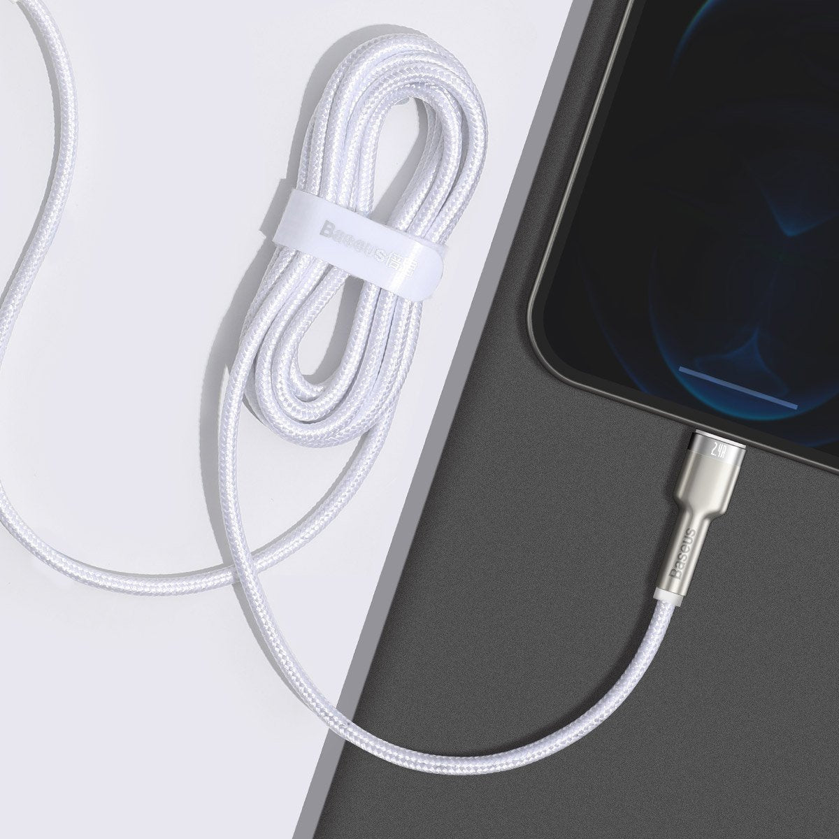 USB-kabel til Lightning Baseus Cafule, 2,4 A, 2 m (hvid)