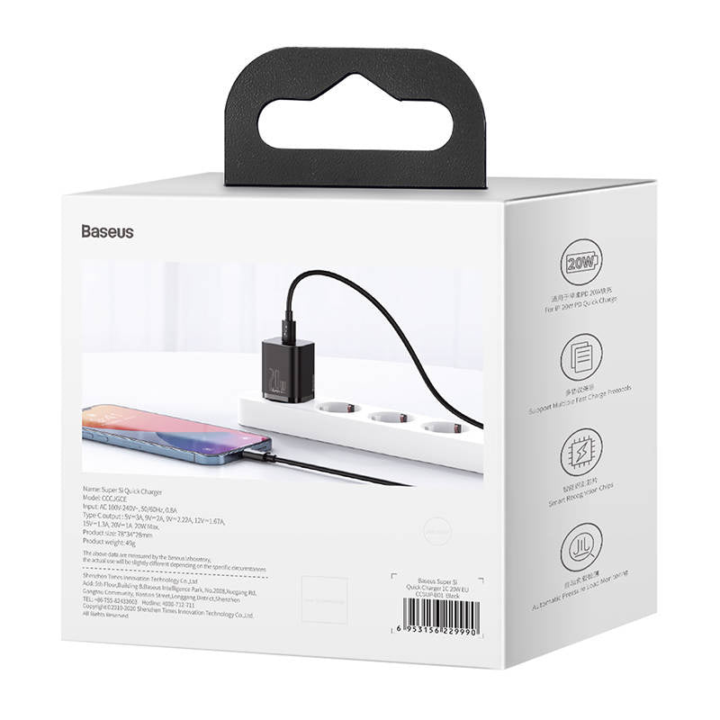 Baseus Super Si hurtigoplader 1C 20W (sort)
