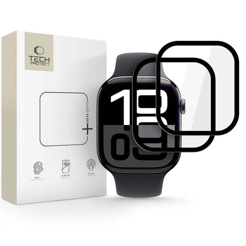 Tech-Protect Glass Flex+ Hybrid Glass 2-pakke til Apple Watch 10 46mm - sort