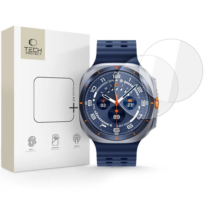 Tech-Protect Glass Fit+ 2-pakke hærdet glas til Samsung Galaxy Watch Ultra 47 mm - gennemsigtigt