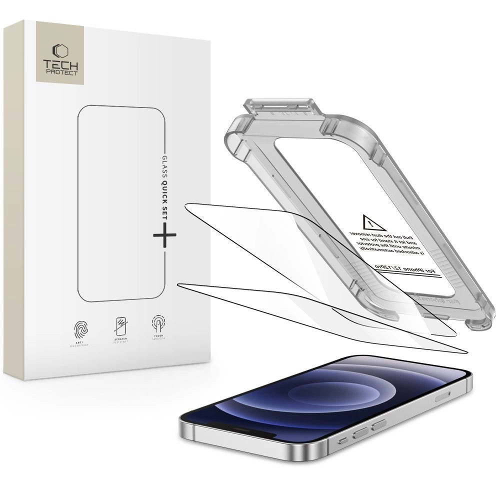 Tech-Protect Quick Set+ 2-pakke af hærdet glas til iPhone 12 / 12 Pro - sort