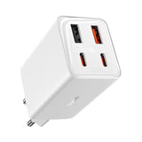 Baseus GaN6 Pro oplader 65W 2 x USB-C 2 x USB-A med sort USB-C kabel 100W 1m - hvid