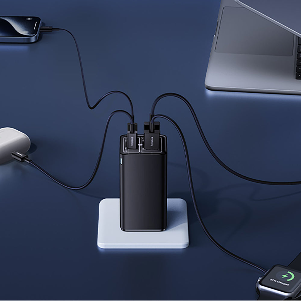 Baseus GaN6 Pro oplader 100W 2 x USB-C 2 x USB-A med sort USB-C kabel 100W 1m - sort