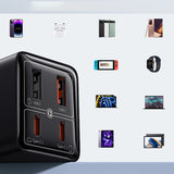 Baseus GaN6 Pro oplader 65W 2 x USB-C 2 x USB-A med sort USB-C kabel 100W 1m - sort