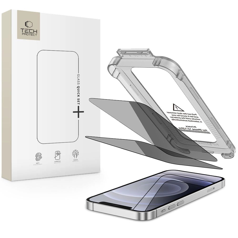 Tech-Protect Quick Set Spy+ Privacy Glass 2-pakke til iPhone 12 / 12 Pro