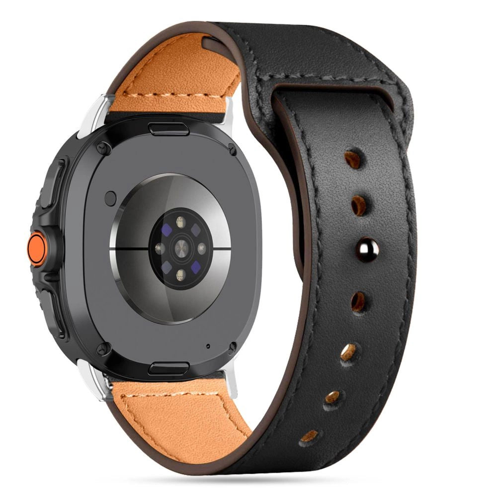 Tech-Protect Leatherfit-rem til Samsung Galaxy Watch 40/44/46 mm - sort