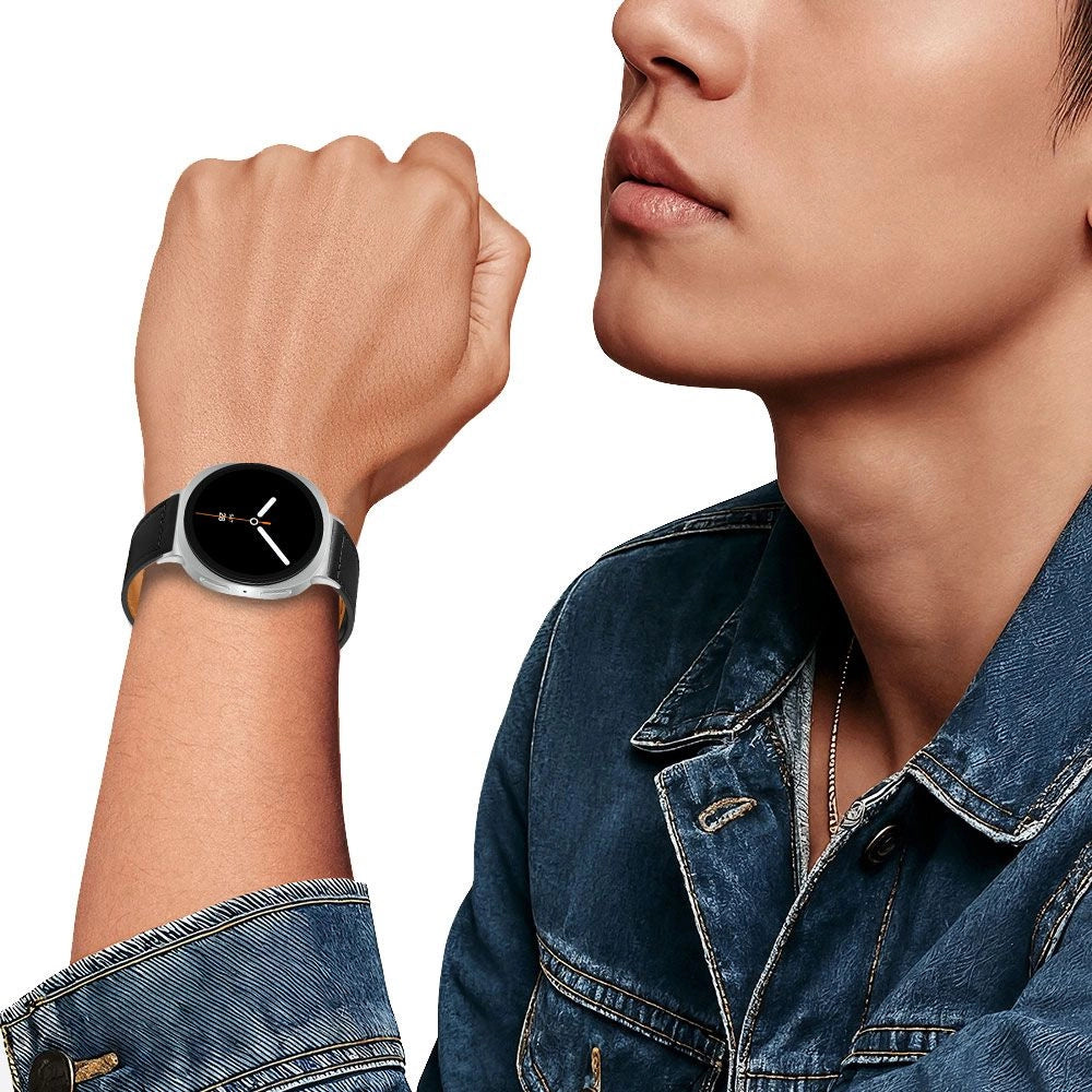 Tech-Protect Leatherfit-rem til Samsung Galaxy Watch 40/44/46 mm - sort