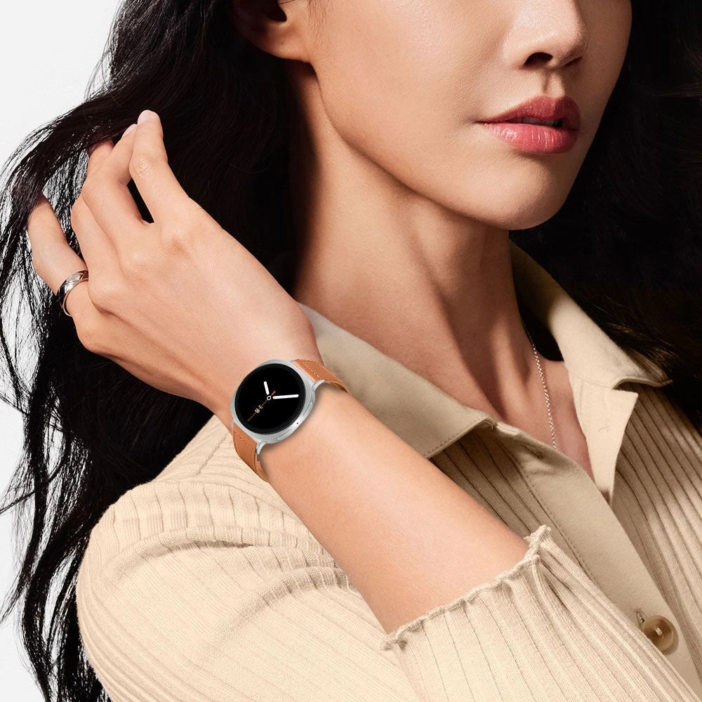 Tech-Protect Leatherfit Strap til Samsung Galaxy Watch 40/44/46 mm - Brunt