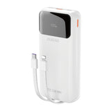 Dudao K15Pro Power Bank 20000mAh 22.5W PD USB-C / USB-A / Indbygget Lightning og USB-C Kabler - Hvid