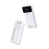 Dudao K15Pro Power Bank 20000mAh 22.5W PD USB-C / USB-A / Indbygget Lightning og USB-C Kabler - Hvid