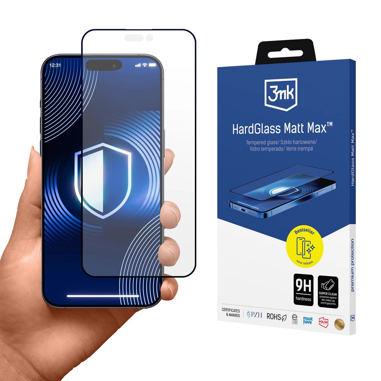 Matte hærdet glas 3mk HardGlass Matt Max til Apple Iphone 17 Pro