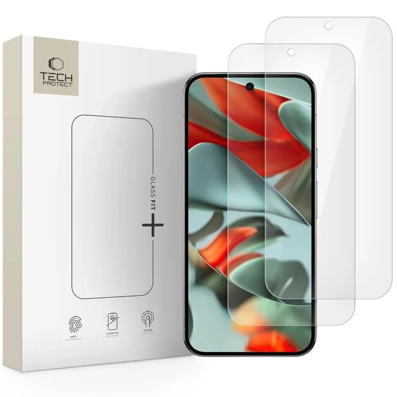 Tech-Protect Glass Fit+ 2-pack hærdet glas til Google Pixel 9 / 9 Pro / 10 / 10 Pro - gennemsigtigt