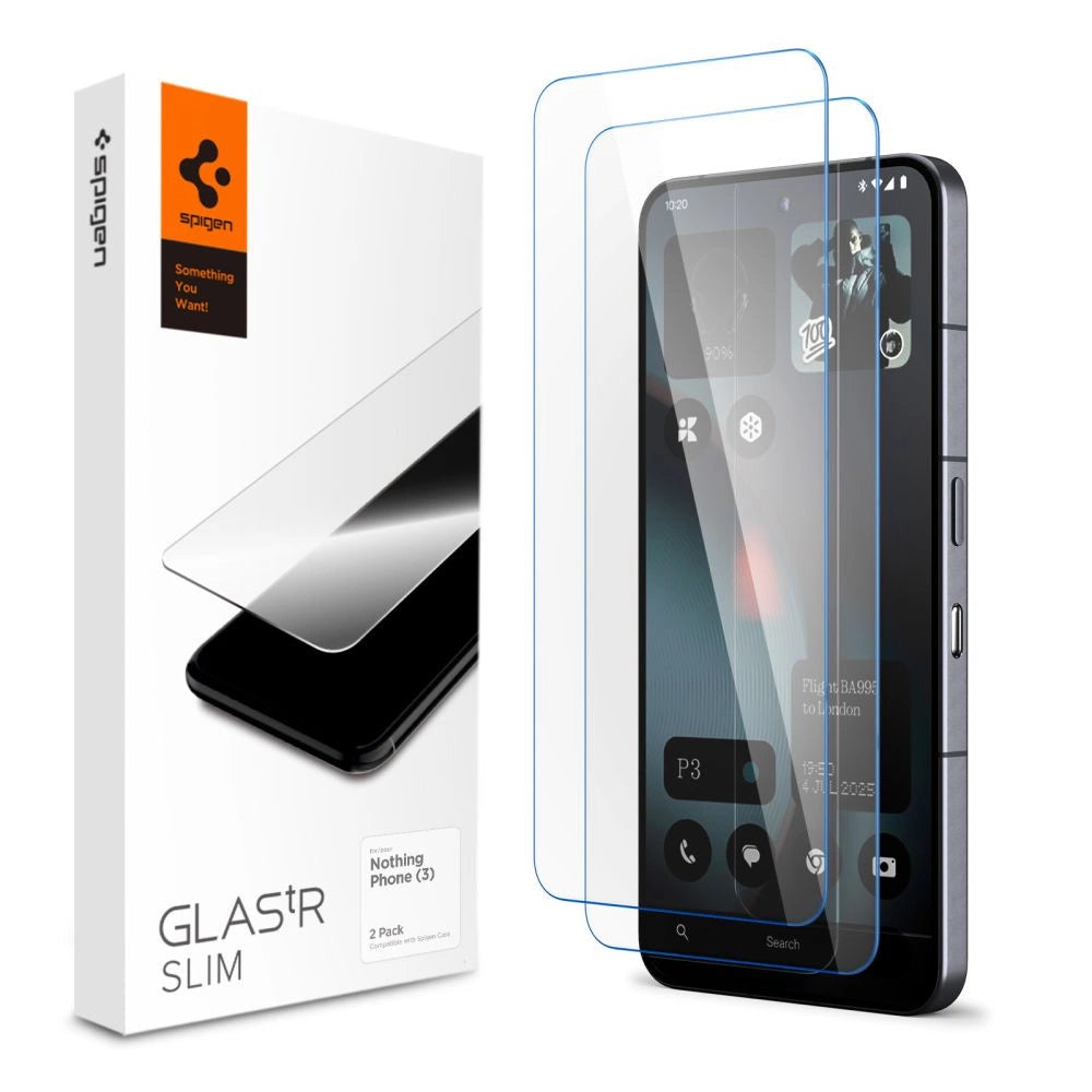 Spigen Glas.tR Slim 2-pakke hærdet glas til ingenting Telefon 3 - gennemsigtige