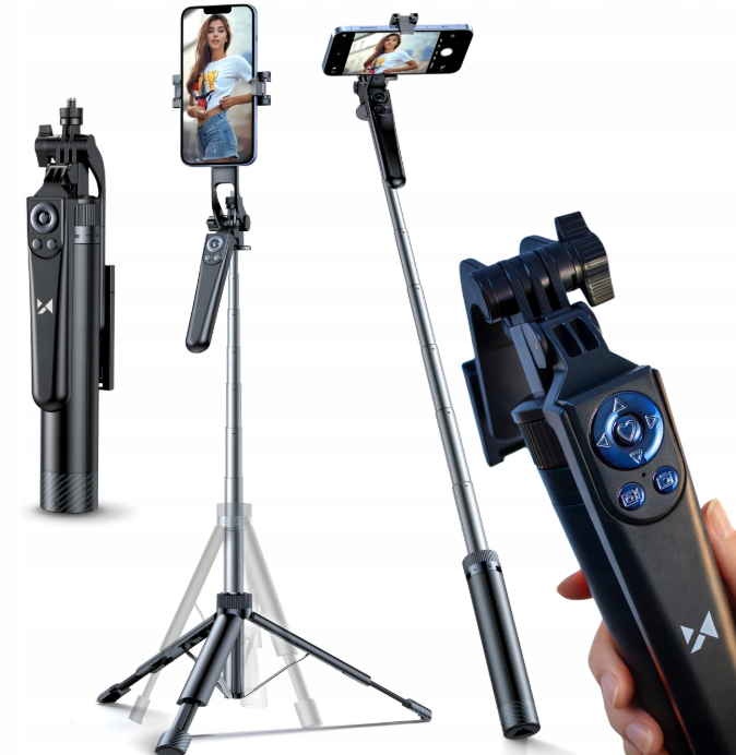 Selfie stick Wozinsky WC1Y70S telescopic tripod 1.7m with phone holder - black