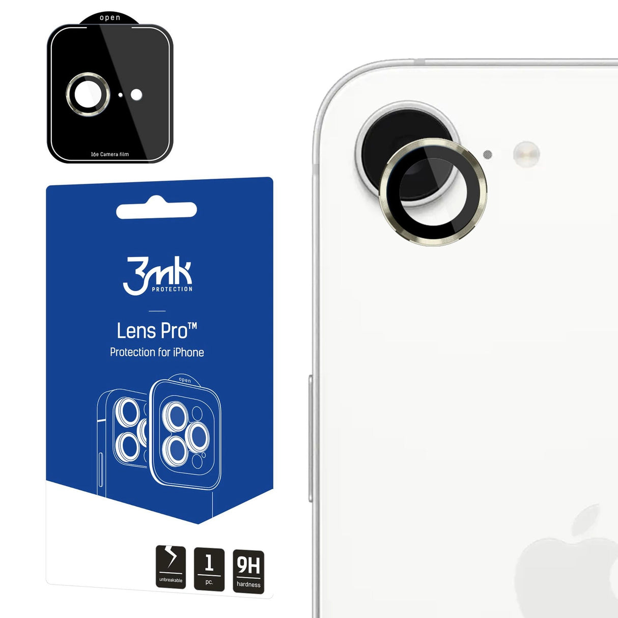 3mk Lens Protection Pro hærdet glas til iPhone 16e - Guld