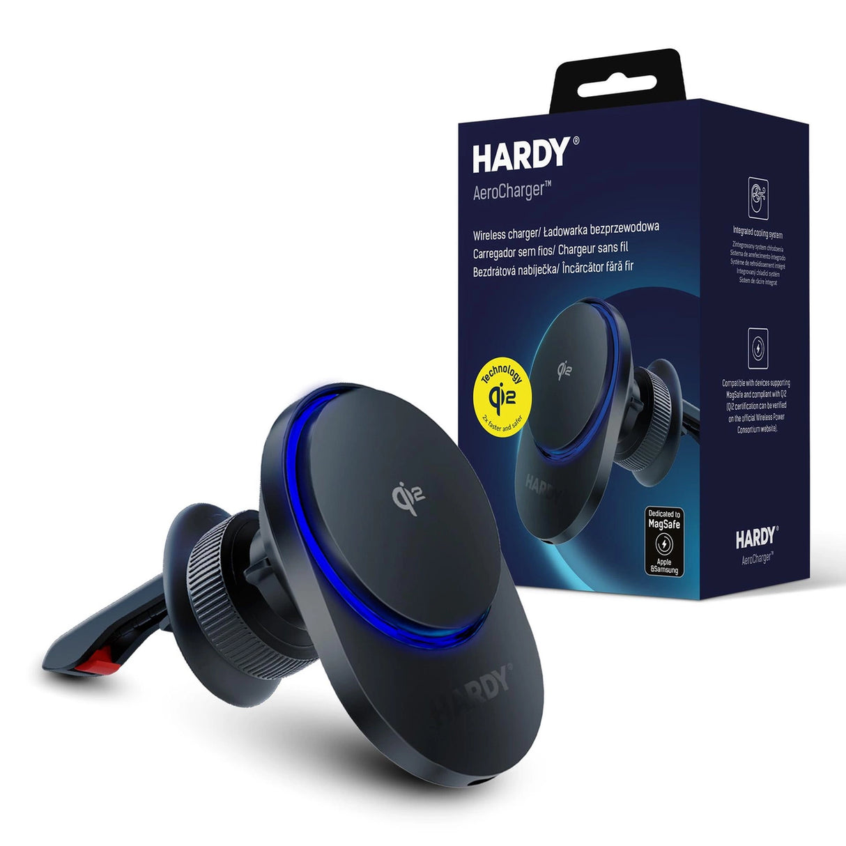 3mk Hardy AeroCharger Biltelefonholder med MagSafe 15W MPP Qi2 Induktiv oplader - sort