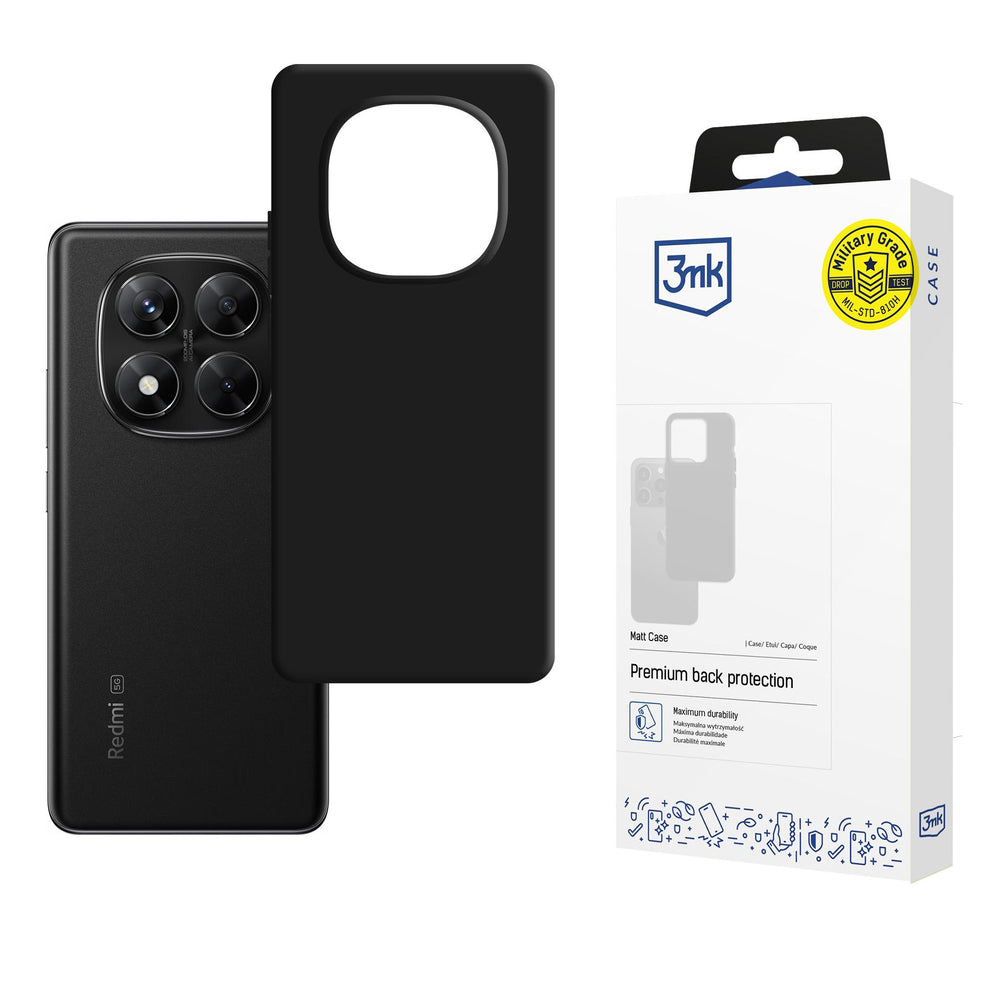3mk Matt Case Pro til Xiaomi Redmi Note 14 PRO 5G/POCO X7 5G - Matte sort