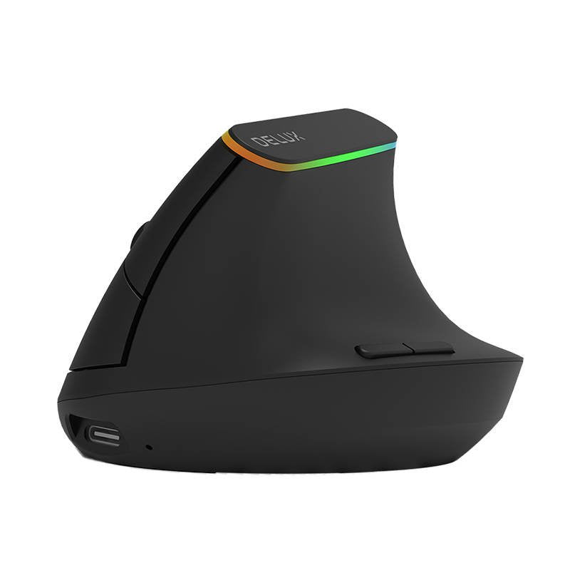 Trådløs vertikal mus Delux M618DB BT4.0 + 2.4Ghz 4000DPI RGB