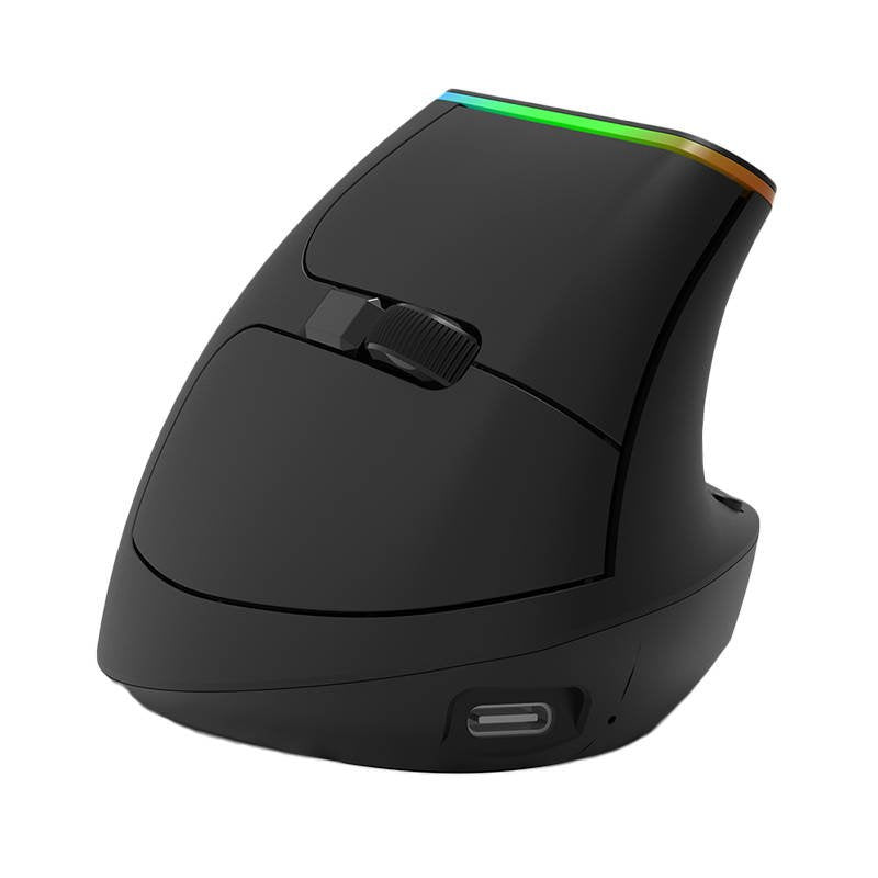 Trådløs vertikal mus Delux M618DB BT4.0 + 2.4Ghz 4000DPI RGB