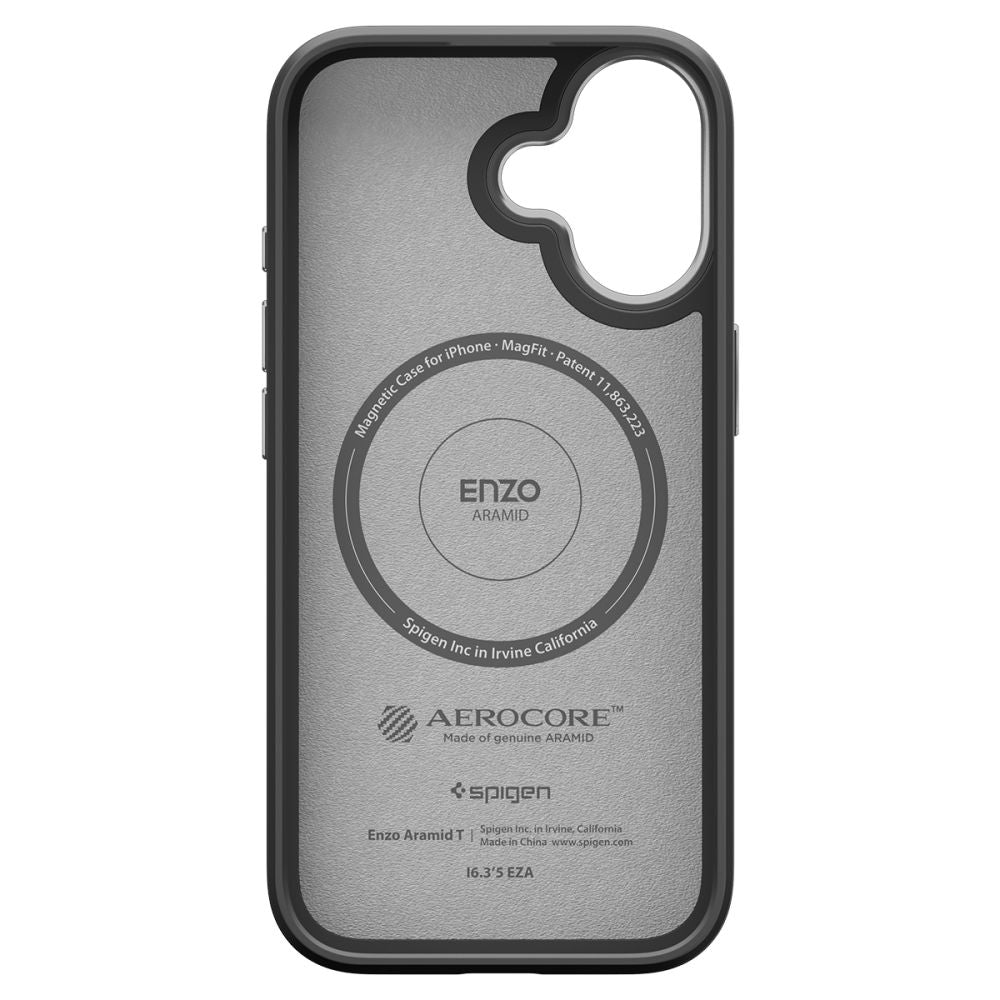 Spigen Enzo Aramid "T" MagSafe-fodral til iPhone 17 - sort og sølv