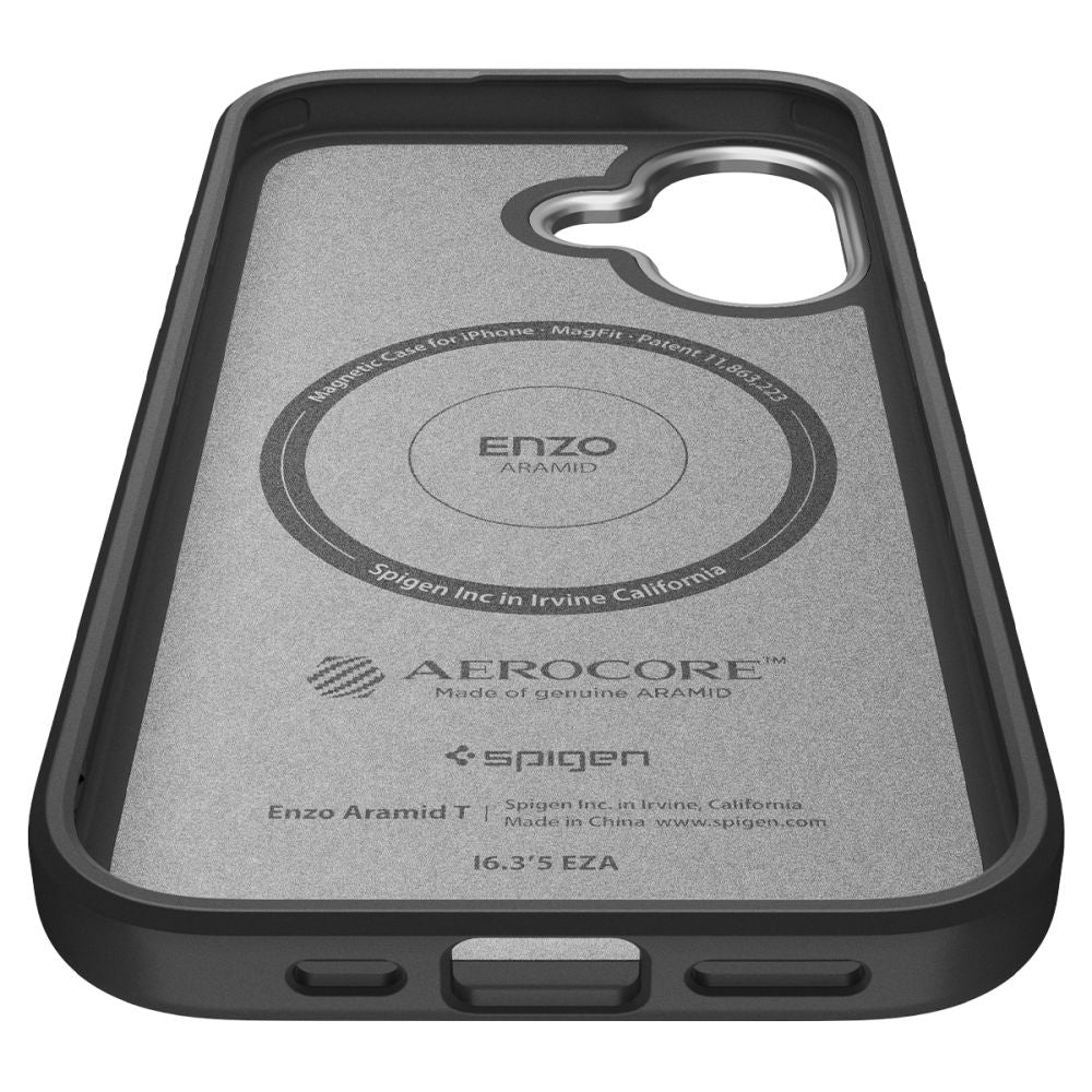 Spigen Enzo Aramid "T" MagSafe-fodral til iPhone 17 - sort og sølv