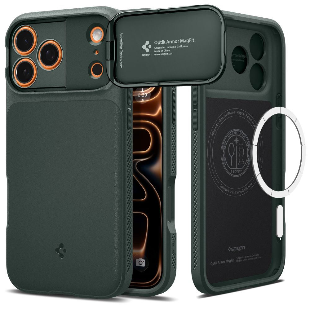 Spigen Optik Armor MagSafe Case til iPhone 17 Pro Max - Grøn