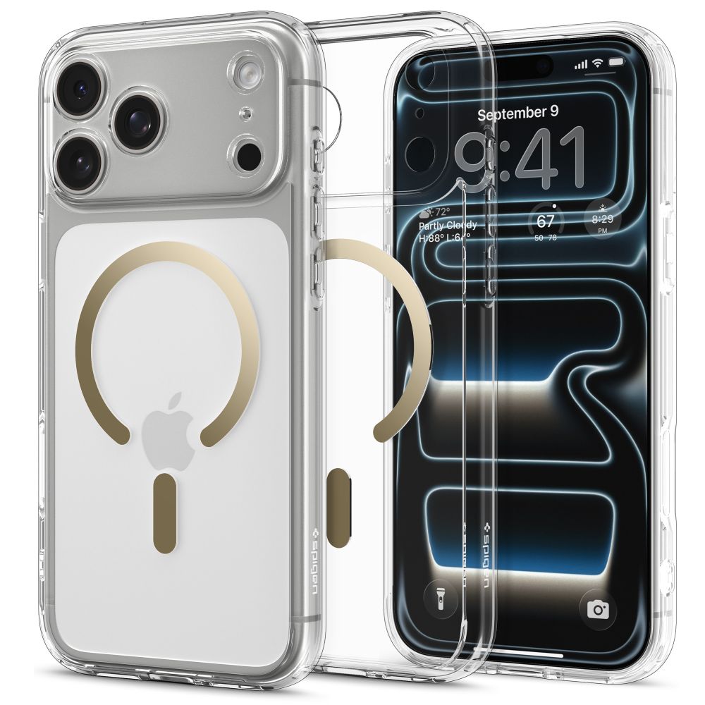 Spigen Ultra Hybrid MagSafe Case til iPhone 17 Pro - gennemsigtigt guld