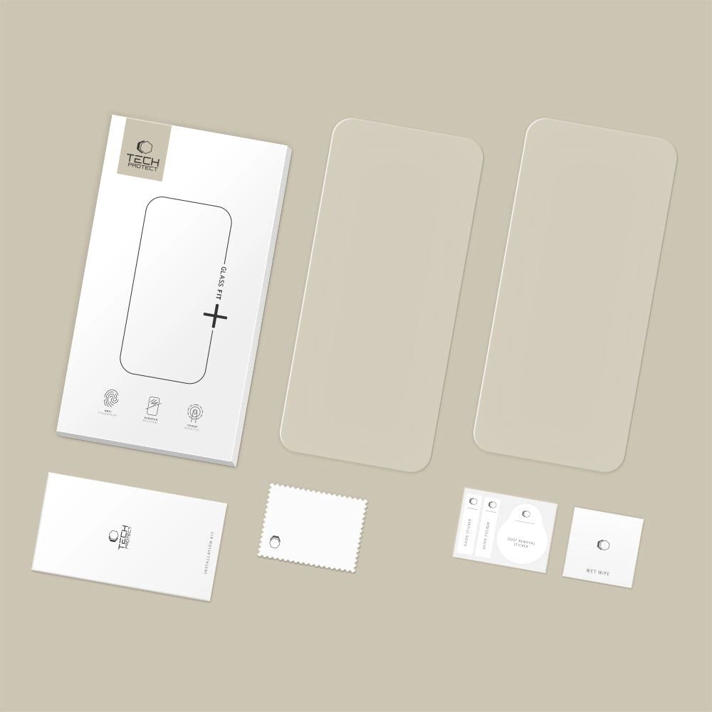 Tech-Protect Glass Fit+ 2-pakke hærdet glas til iPhone 16 Pro / 17 / 17 Pro - gennemsigtigt