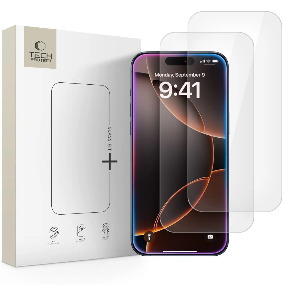 Tech-Protect Glass Fit+ 2-pakke hærdet glas til iPhone 16 Pro Max / 17 Pro Max - gennemsigtigt