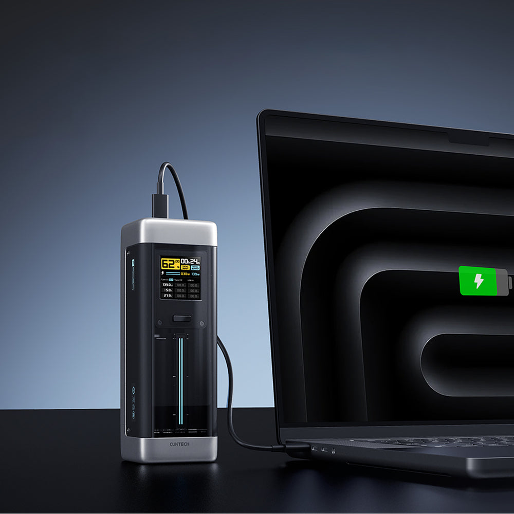Powerbank Cuktech CUK00P23GLBK 210W 25000mAh Powerbank 2 x USB-C 1 x USB-A - sort
