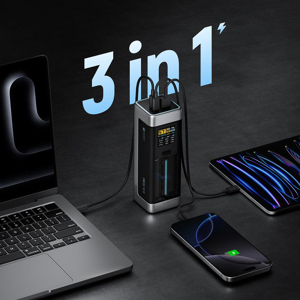 Powerbank Cuktech CUK00P23GLBK 210W 25000mAh Powerbank 2 x USB-C 1 x USB-A - sort