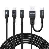 Dudao L3W USB-A/USB-C til Lightning/USB-C/MicroUSB 66W Kabel - sort