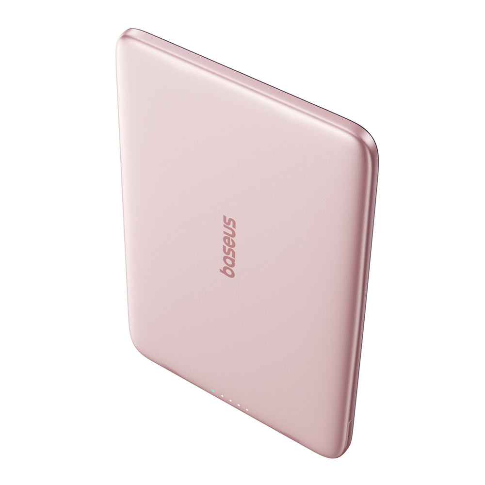 Baseus PicoGo AM41 5000mAh 20W Ultra-Slim Power Bank MagSafe Kompatibel med Baseus Simple USB-C 60W 30cm Kabel - Pink