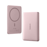 Baseus PicoGo AM41 5000mAh 20W Ultra-Slim Power Bank MagSafe Kompatibel med Baseus Simple USB-C 60W 30cm Kabel - Pink