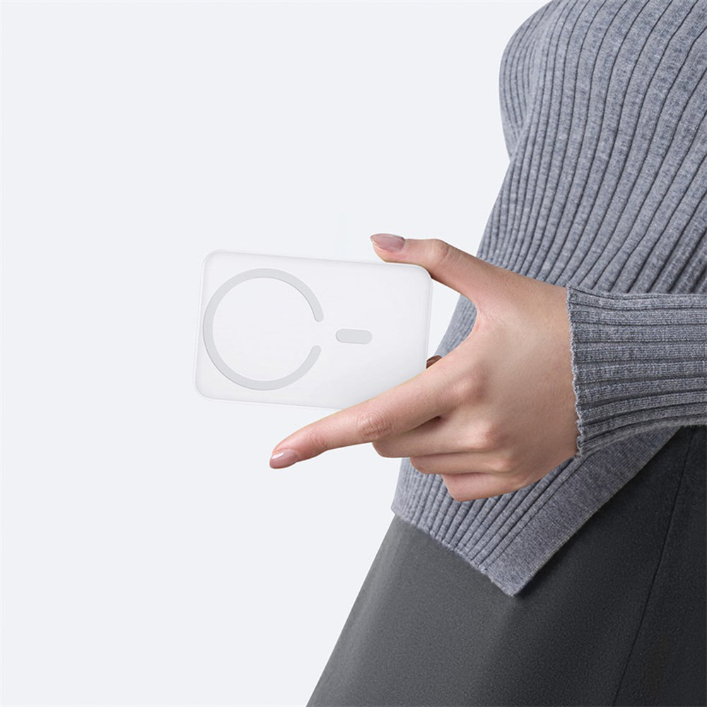 Baseus EnerFill FM11 Ultra-Mini 10000mAh 22.5W MagSafe Kompatibel Power Bank med Baseus Simple USB-C 20V/3A 30cm Kabel - Hvid