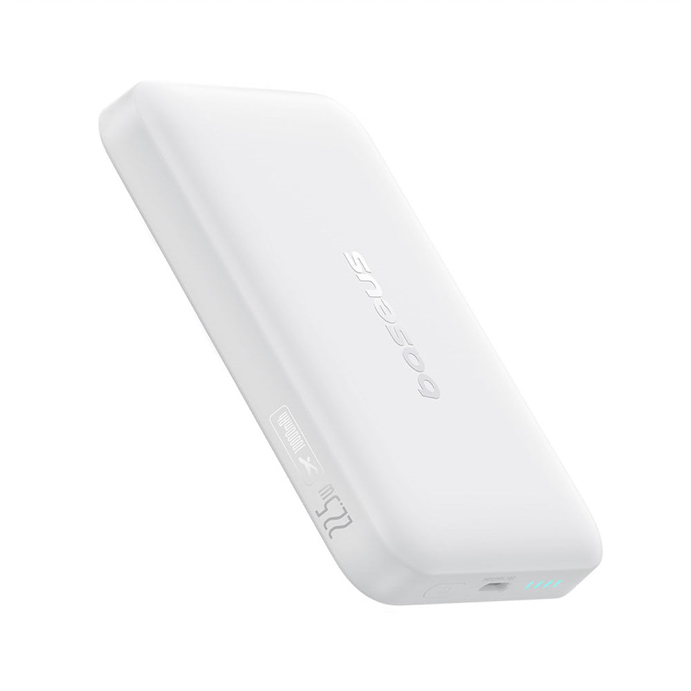 Baseus EnerFill FM11 Ultra-Mini 10000mAh 22.5W MagSafe Kompatibel Power Bank med Baseus Simple USB-C 20V/3A 30cm Kabel - Hvid