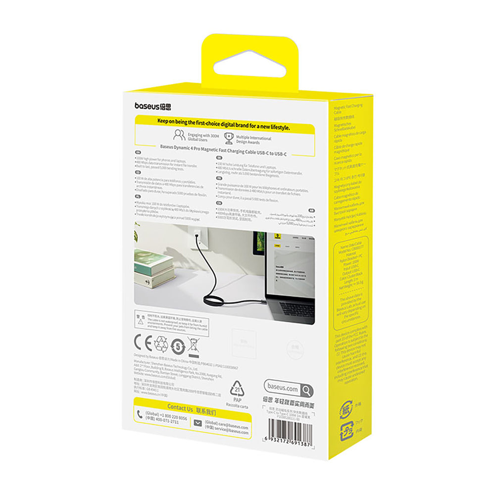 Baseus Dynamic 4 Pro Fast USB-C-kabel - USB-C 100W 1m - sort