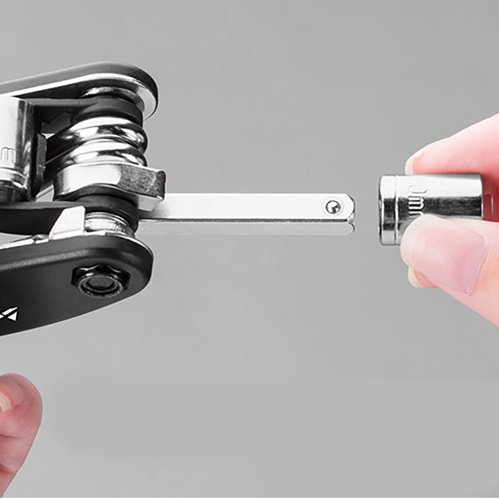 Wozinsky WMZ-01N værktøjssæt, 16-i-1 cykel multitool, pumpe, skiftnøgler, indre rør kit - sort