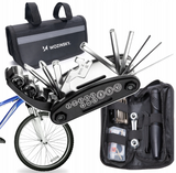 Wozinsky WMZ-01N værktøjssæt, 16-i-1 cykel multitool, pumpe, skiftnøgler, indre rør kit - sort
