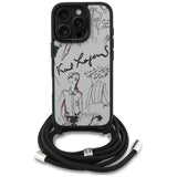 Karl Lagerfeld Crossbody Grained Pattern & Logo Case for iPhone 16 Pro Max - Gray