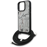 Karl Lagerfeld Crossbody Grained Pattern & Logo Case for iPhone 16 Pro Max - Gray