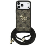 Guess 4G Big Logo Cord Stap Crossbody Case til iPhone 17 Pro Max - Brunt