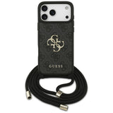 Guess 4G Big Logo Cord Stap Crossbody Case til iPhone 17 Pro Max - sort