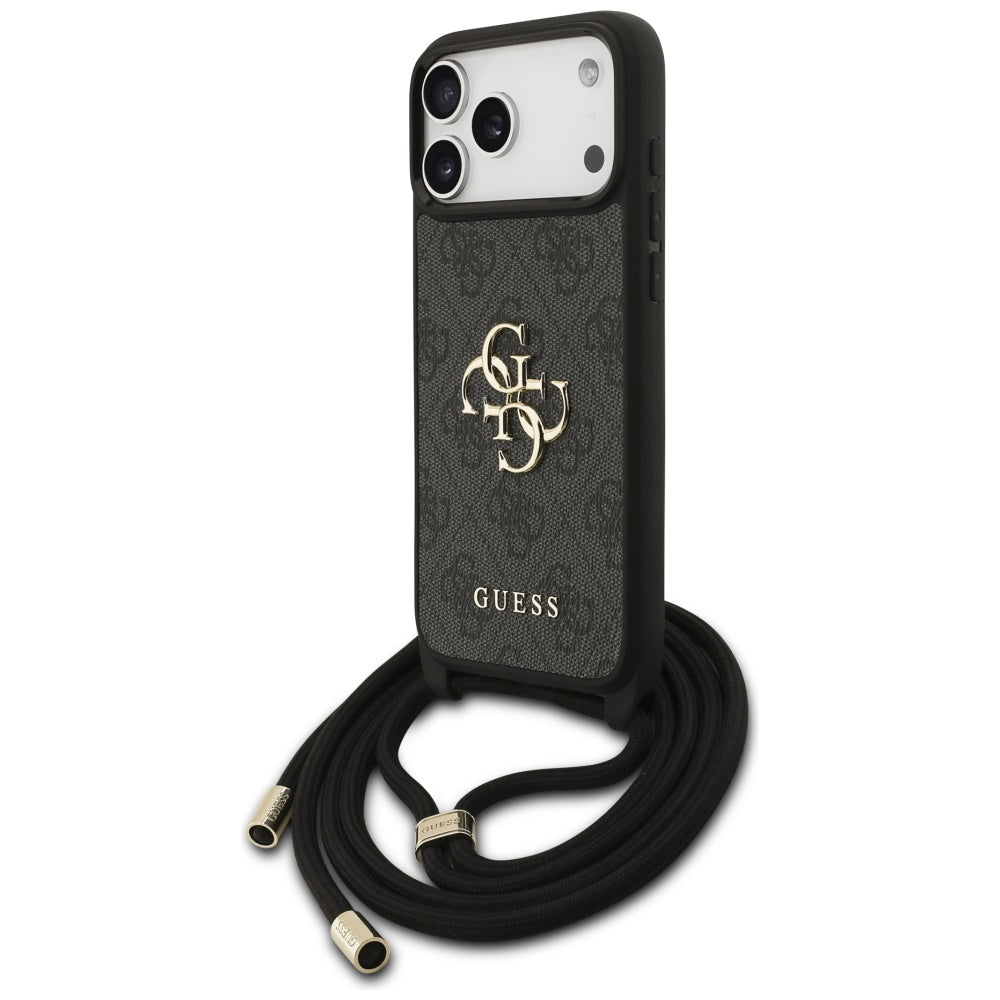 Guess 4G Big Logo Cord Stap Crossbody Case til iPhone 17 Pro Max - sort